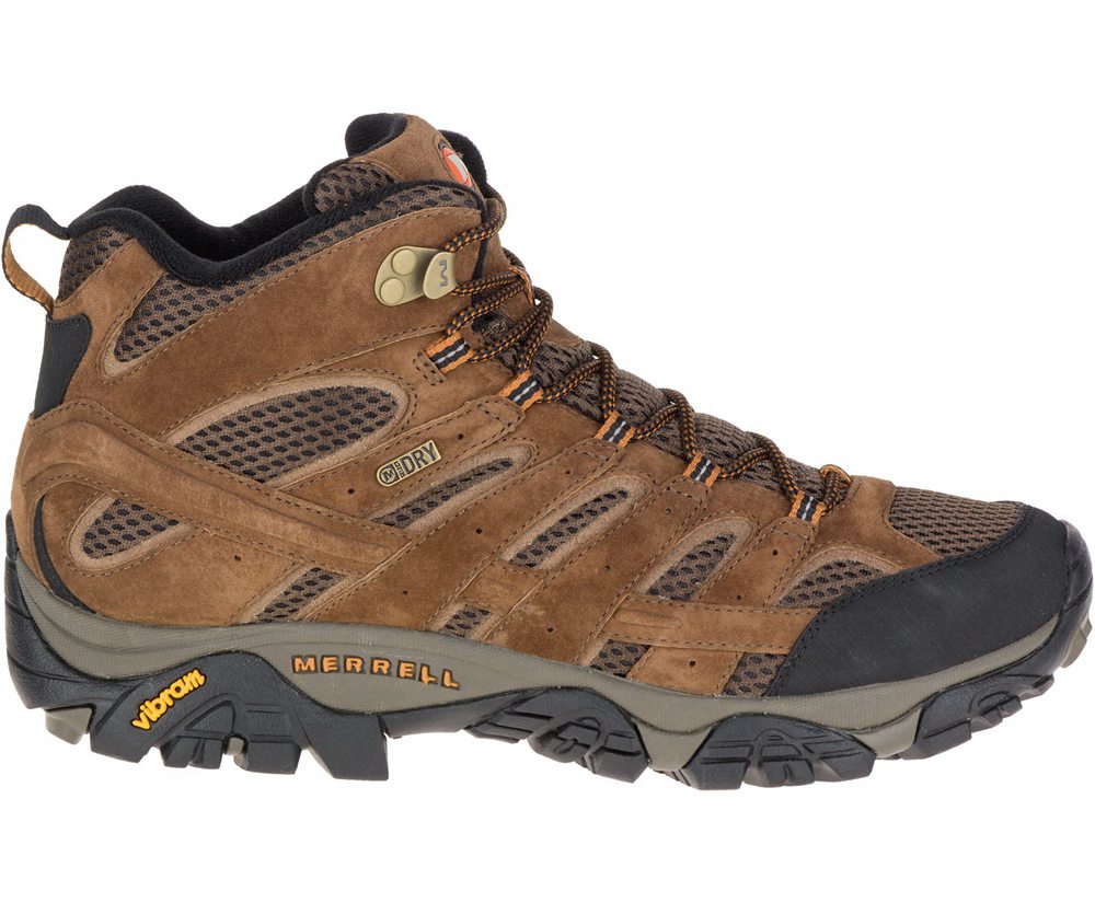 Botas Homem - Merrell Moab 2 Mid Waterproof Wide Width - Marrom - VMY378941